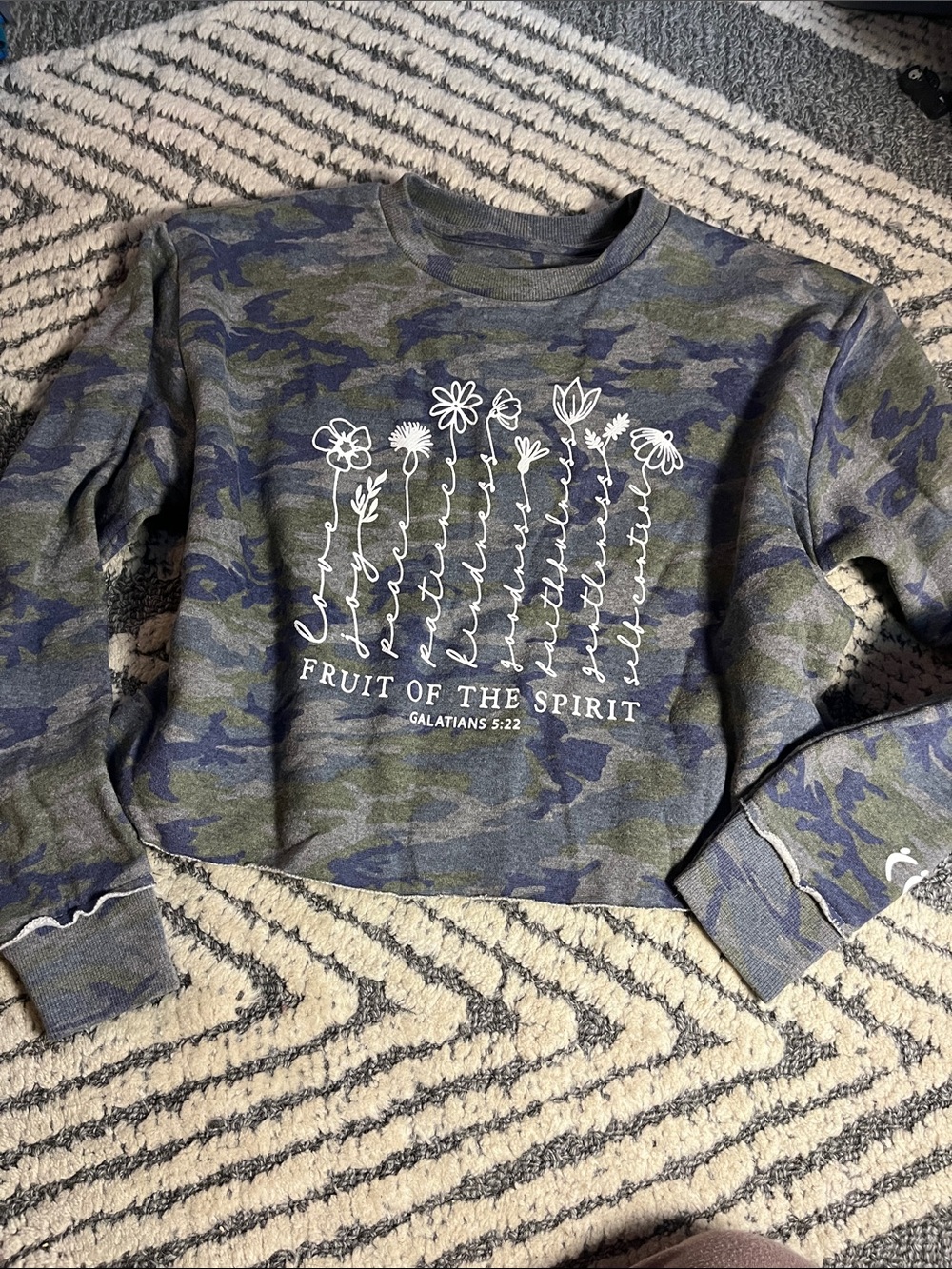 Icy Camo 'Fruit of the Spirit' Crewneck Sweatshirt - Blue/Green vintage camo